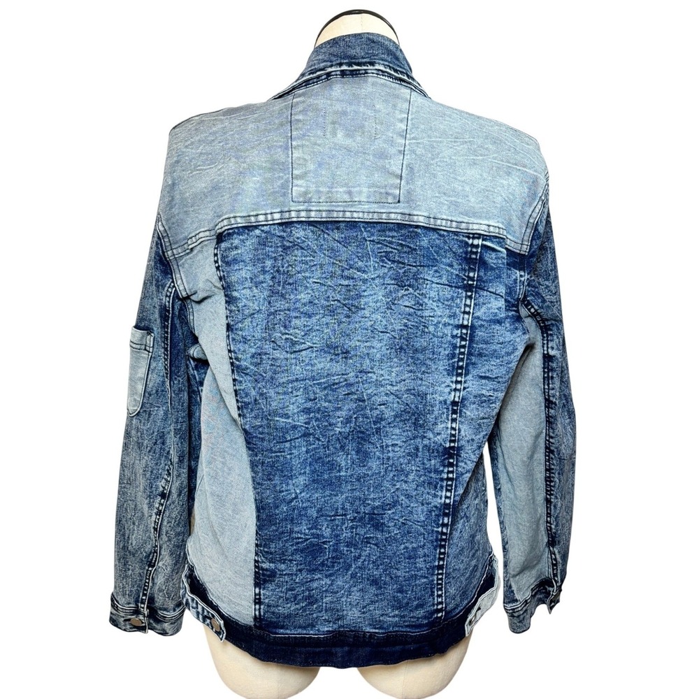 Ntmb Styled Women's Patchwork Denim Jacket Acid W… - image 2